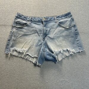 Project Indigo Denim Shorts Womens Juniors 17 Light Wash Distressed Cut Off